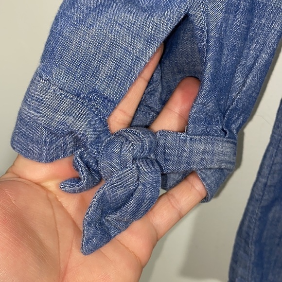 Banana Republic‎ shirt cotton chambray 3/4 sleeve knit detail xs classic preppy - Picture 3 of 3